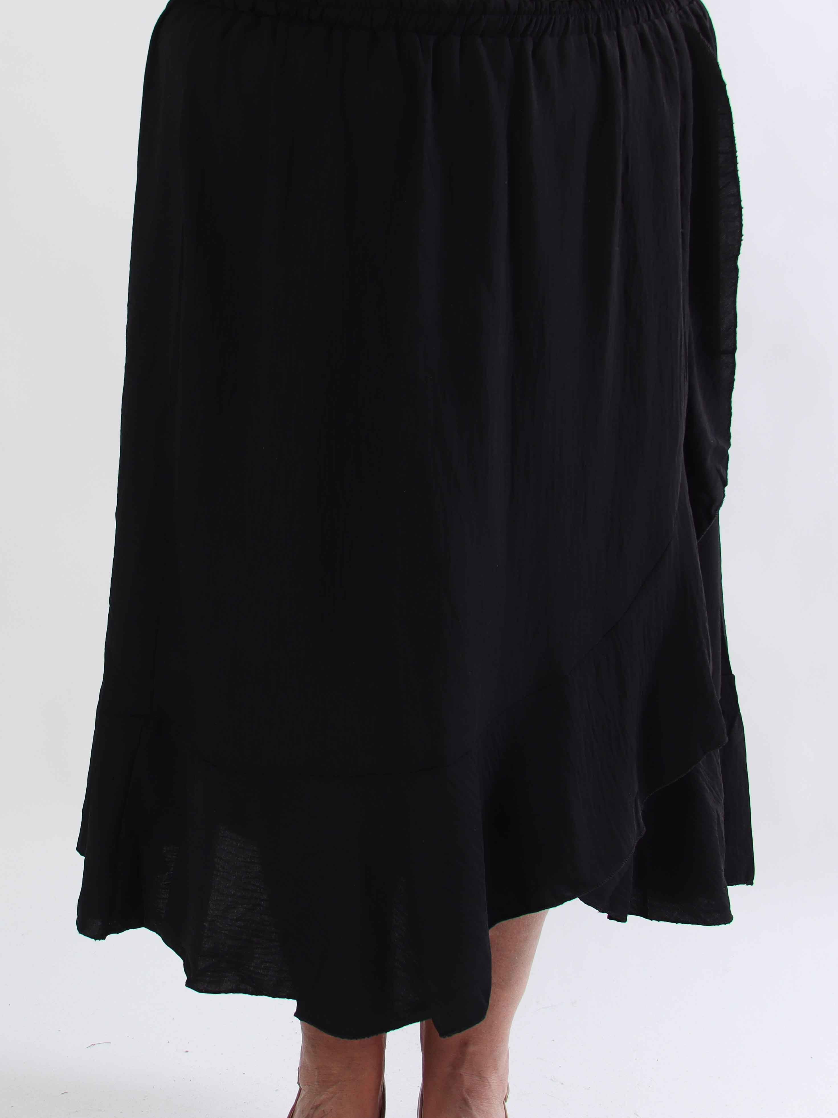 Panadita - Sort flæsenederdel med elastikkant i livet